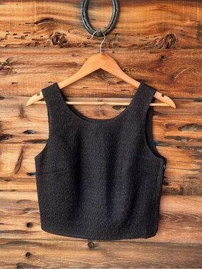 VINTAGE | Tina Hagen 90s Y2K Women's Black Textured Crop Tank Top 6